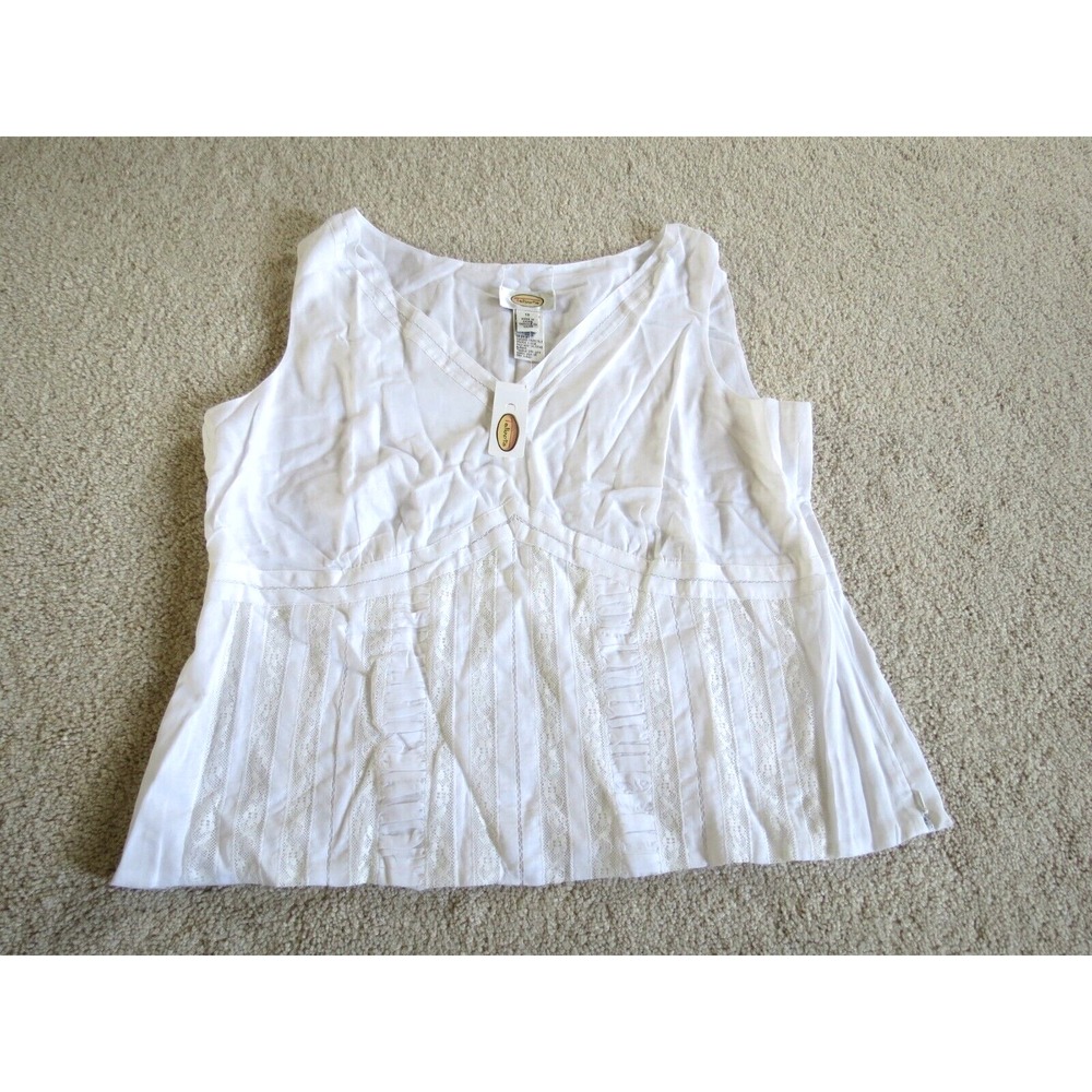 NWT Talbots White Embroidered Sleeveless Tank Bouse Top Size 12